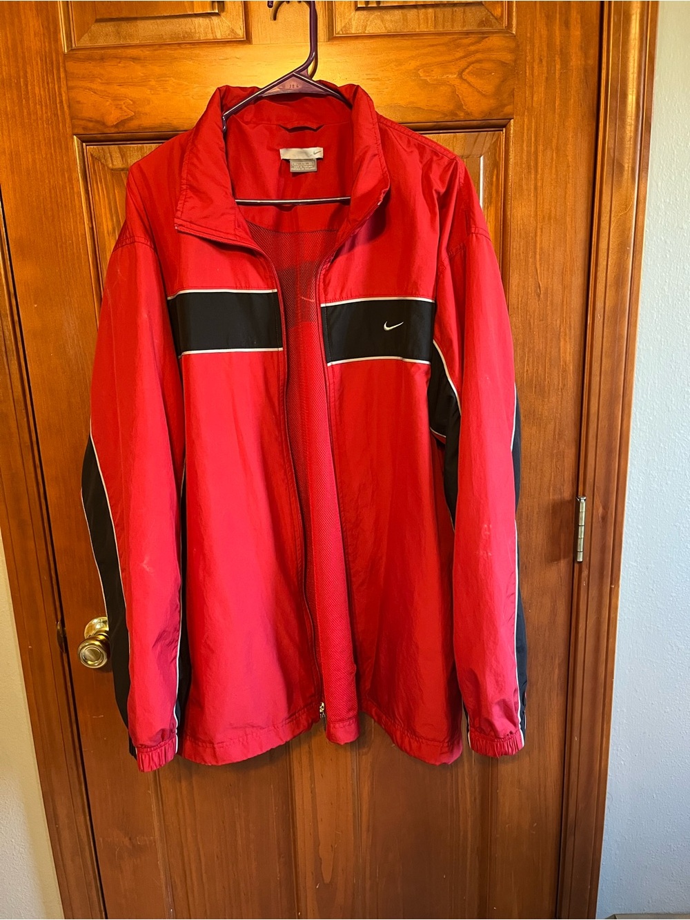 Vintage Nike Red and Black Athletic Windbreaker Jacket